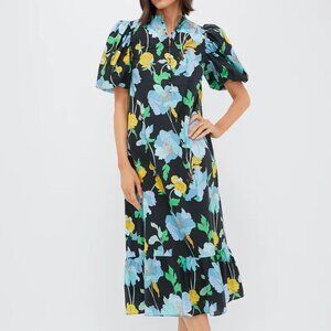 Tuckernuck Black & Airy Blue Floral Mimi Midi Dress